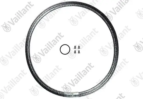 Vaillant Dichtung, bestehend aus einem runden Dichtungsring und Schrauben, für eine Brennertür. Der Dichtungsring ist in schwarzem Material mit silberner Ummantelung.